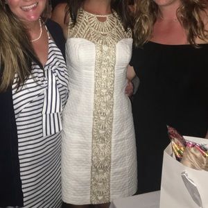 Lilly Pulitzer Tana Shift Dress in white and gold